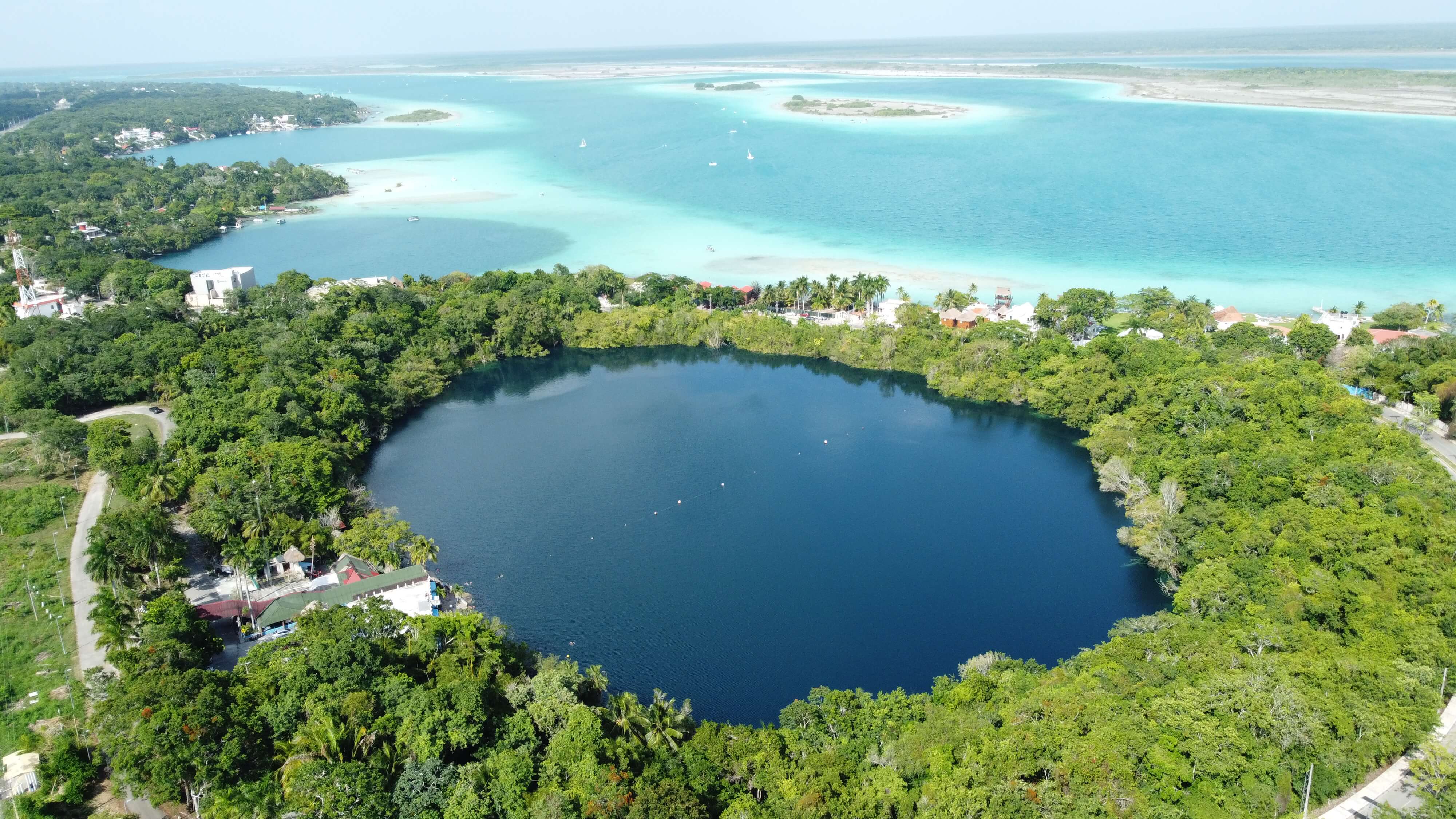 Vue aérienne de Bacalar Mexique 